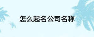 怎么起名公司名稱(chēng)