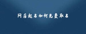 網(wǎng)店起名如何免費(fèi)取名