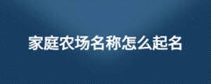 家庭農場名稱怎么起名