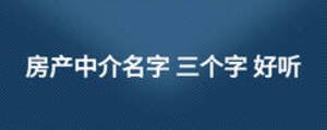 房產(chǎn)中介名字 三個(gè)字 好聽