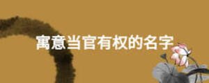 寓意當(dāng)官有權(quán)的名字