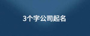 3個(gè)字公司起名
