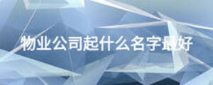 物業(yè)公司起什么名字最好