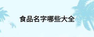食品名字哪些大全