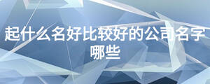 起什么名好比較好的公司名字哪些