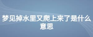 夢(mèng)見(jiàn)掉水里又爬上來(lái)了是什么意思