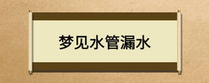 夢(mèng)見水管漏水
