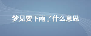 夢見要下雨了什么意思