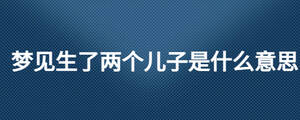 夢見生了兩個兒子是什么意思