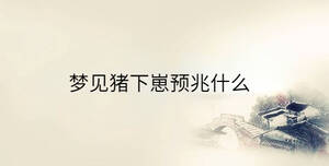 夢見豬下崽預兆什么