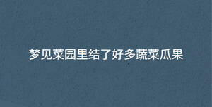 夢見菜園里結了好多蔬菜瓜果